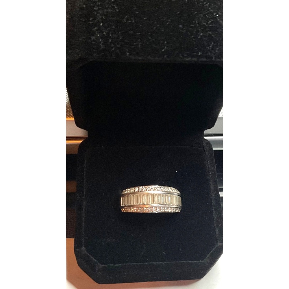 18K WHITE GOLD BAGUETTE & ROUND NATURAL DIAMONDS Sz 7 Band 1.5 Carats APPRAISAL!